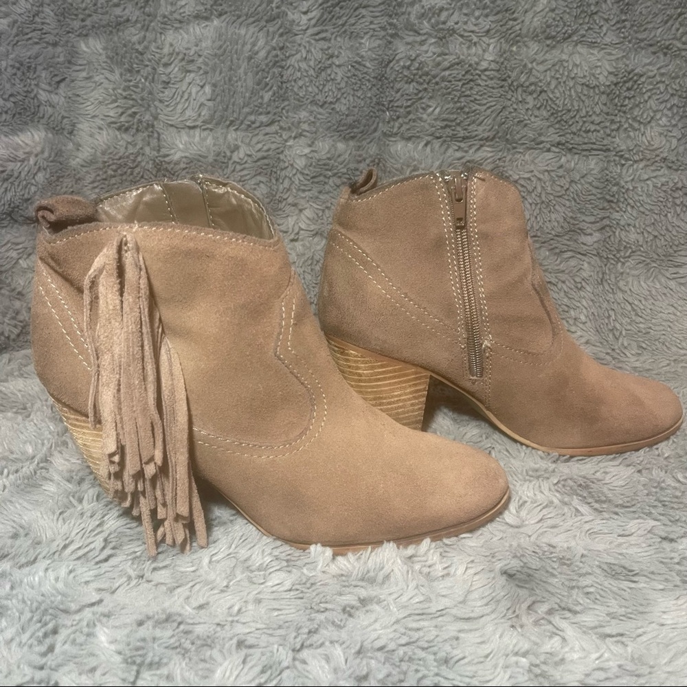 Steve Madden Cian Suede Fringe High Heel Boots sz: 8.5